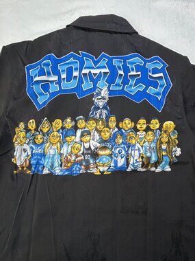 Homies Cholo Button-Down Black Shirt by Cruzin Low - Size Medium